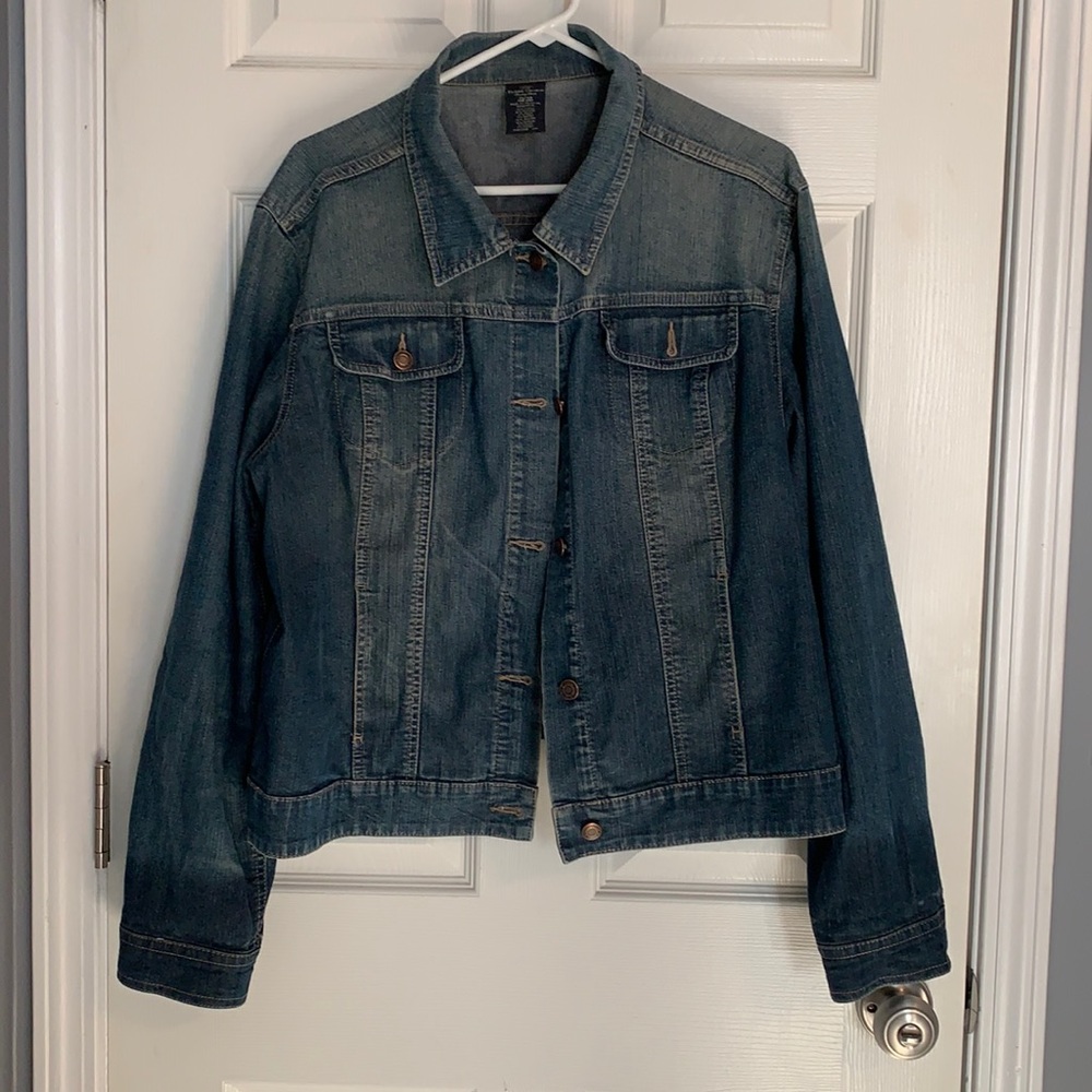 Faded Glory Denim Jacket XL 16-18 Distressed